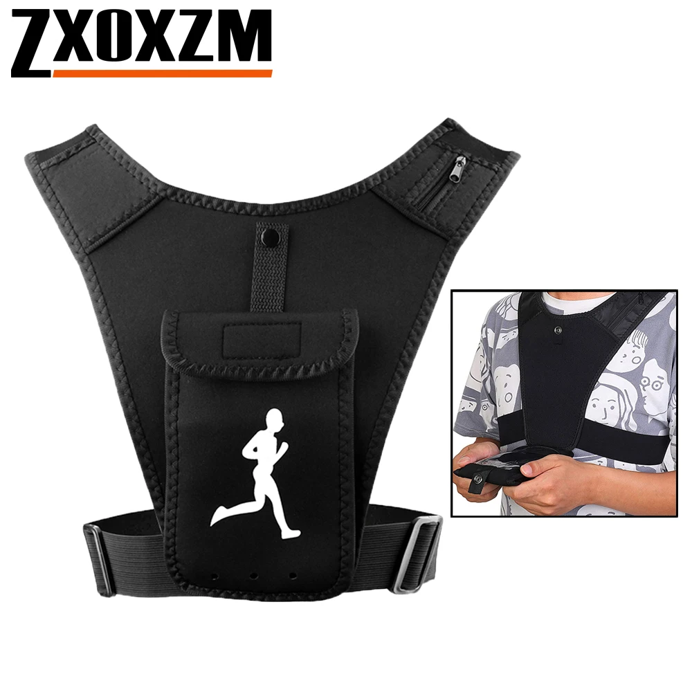 Running Gear Essential - 調節可能なランニングベスト携帯電話ホルダー、男性女性用、キーポーチ付きフィットネスハイドレーションベスト、無料トレーニングワークアウトギアウエストバンド