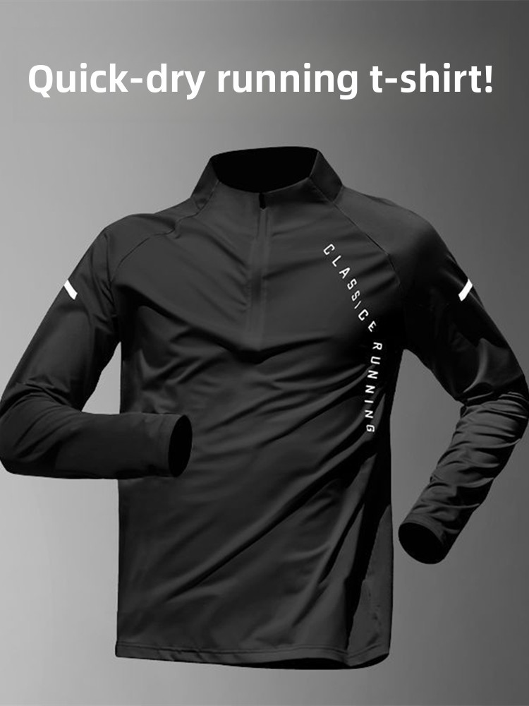 Running Gear Outdoor - メンズトレーニングウェア速乾長袖Tシャツハーフジップランニングアスレチックアウトドアサイクリングスポーツウェアカジュアルポリエステル繊維