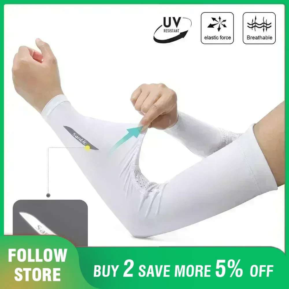 Running Gear Essential - Santic-sportsアーム圧縮スリーブ、冷却アーム、保護具、UV保護、バスケットボール、サッカー、野球、ランニング、新しい夏