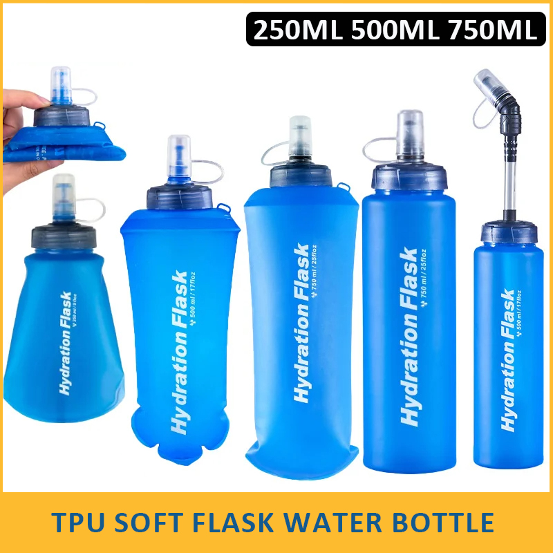 Running Gear Water - 250/500/750 ミリリットル TPU 屋外スポーツボトル折りたたみソフトフラスコ飲料水ボトルランニングキャンプハイキング自転車フィットネスウォーターバッグ