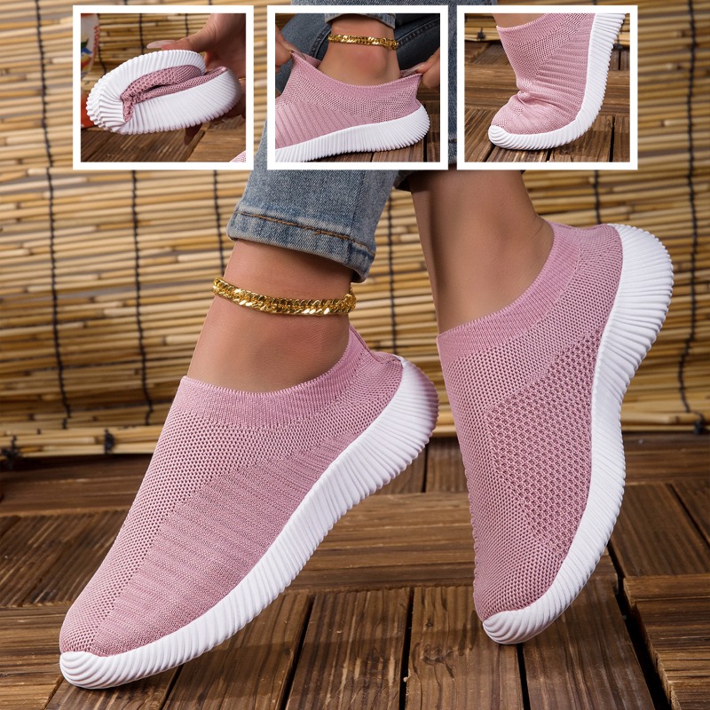 Running Gear Ladies - レディーススニーカー 通気性ニットメッシュ 快適フラットレースアップシューズ トレンドファッション カジュアル アウトドア