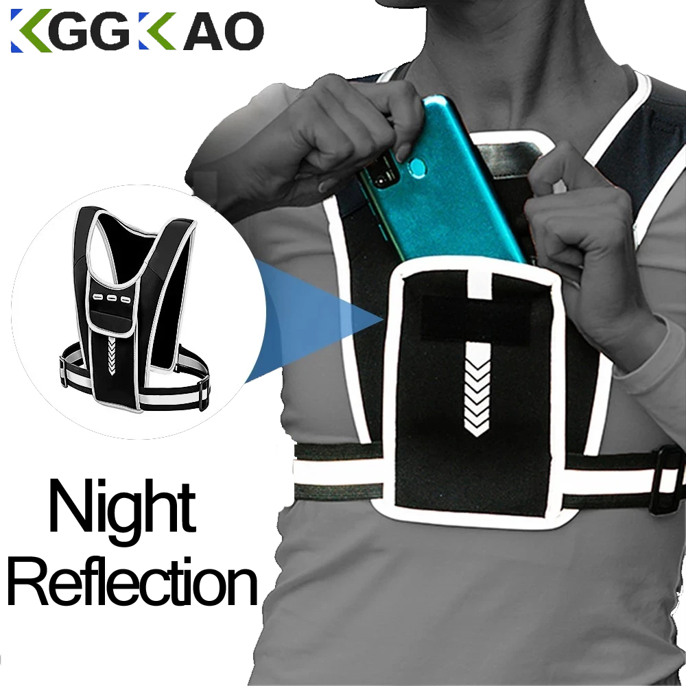 Running Gear Hydration - 男性と女性のための電話ホルダー付きランニングベスト,防水携帯電話とキーバッグ,反射型,トレーニング用