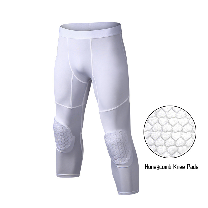 Running Gear Essential - ニーパッド付きメンズバスケットボールパンツ,パッド入りコンプレッションレギンス,スポーツ保護具,ランニングとサイクリング用