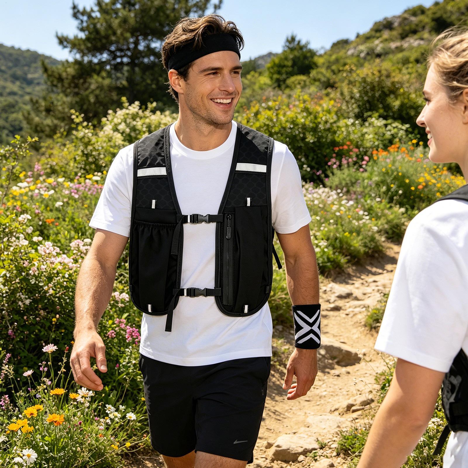 Running Gear Hydration - ランニング安全ベスト スポーツハイドレーションギア ヘッドバンドとリストバンド付き ハイドレーションランニングベスト 男女兼用 アウトドアトレイル用