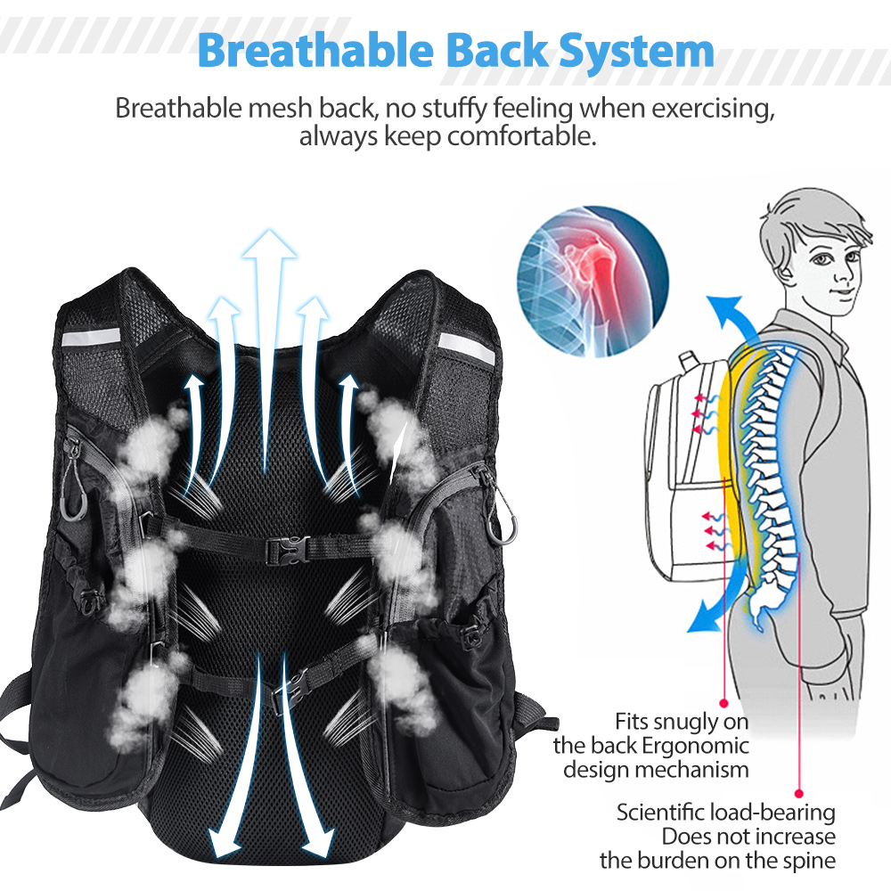 ウォーターボトル付きランニングバックパックベスト、軽量自転車 - Running Gear Water のレビューと価格