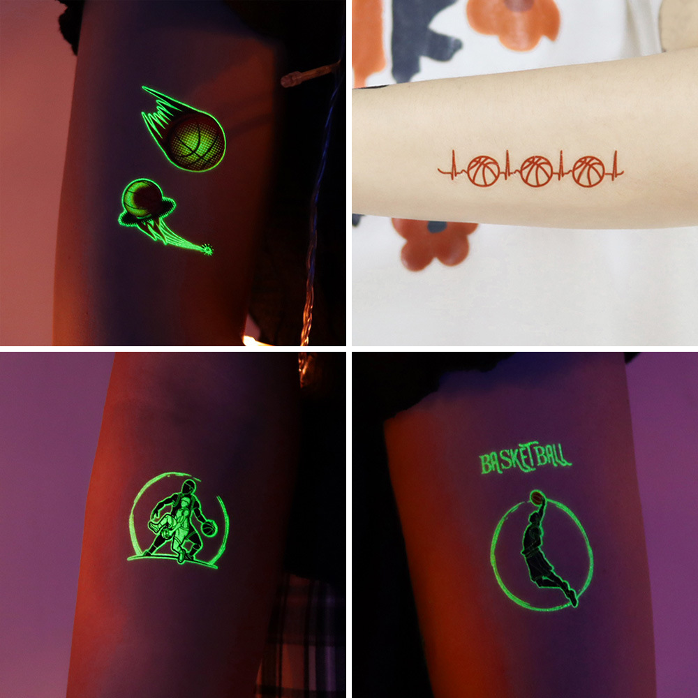 10 枚スポーツバスケットボールテーマ発光一時的なタトゥーチ - Blister Plaster Sport のレビューと価格
