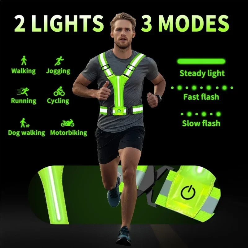LED反射ベストランニングギア、充電式ライトアップランニング - Running Gear Lights のレビューと価格