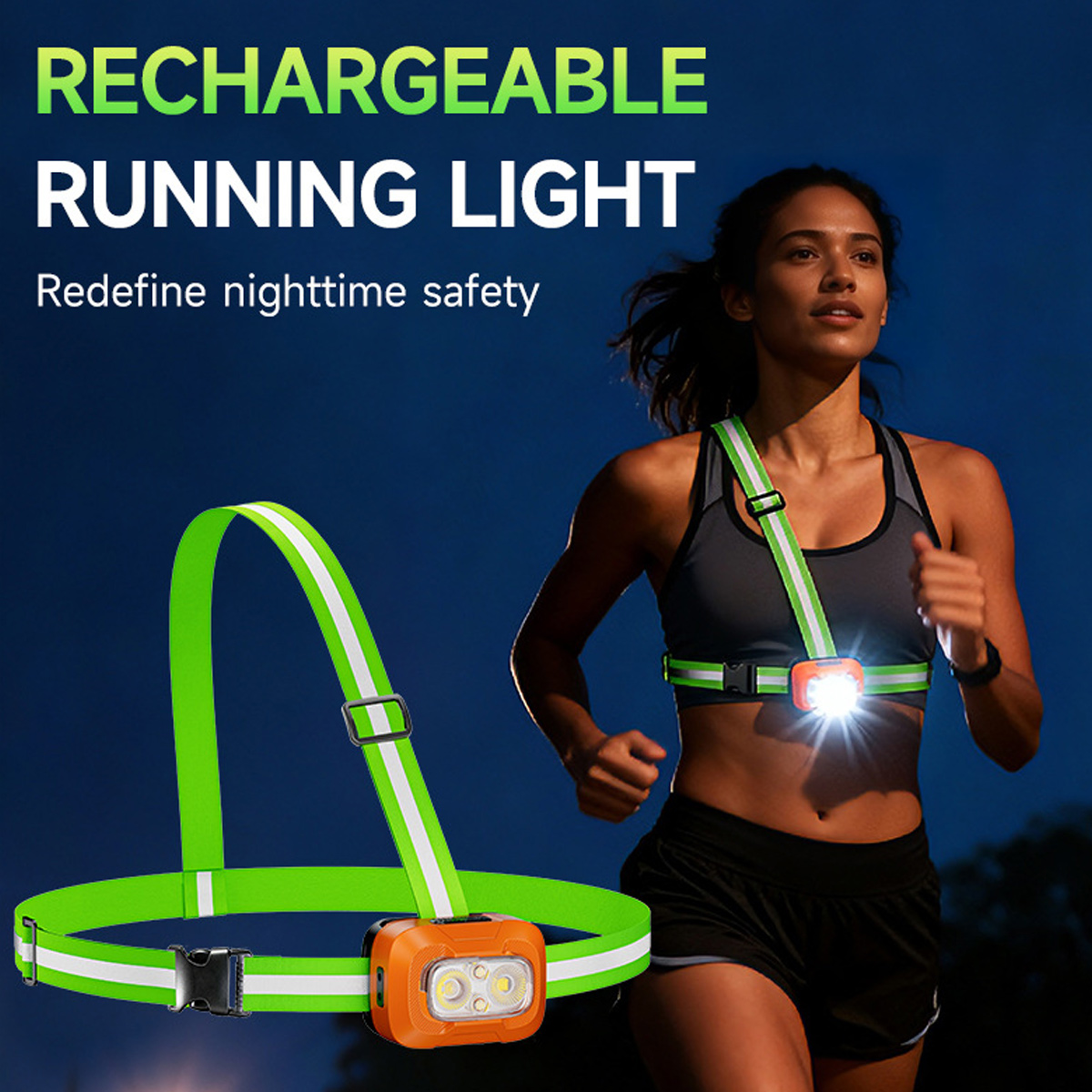 ランニングライト USB 充電式防水軽量ウェアラブル懐中電灯 - Running Gear Lights のレビューと価格