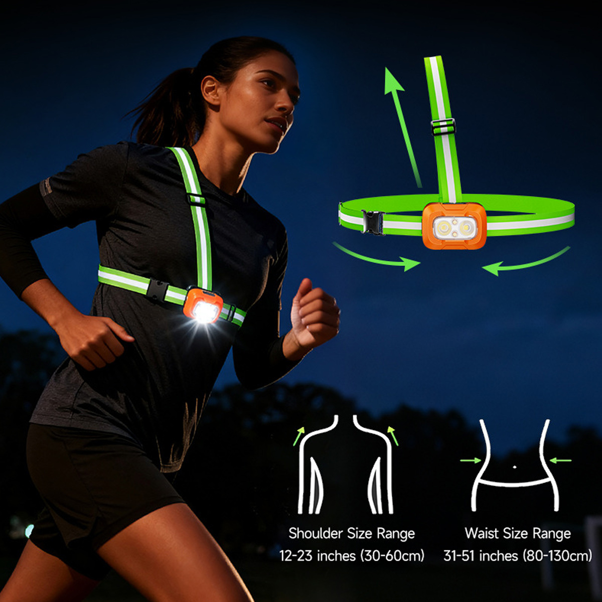 ランニングライト USB 充電式防水軽量ウェアラブル懐中電灯 - Running Gear Lights のレビューと価格