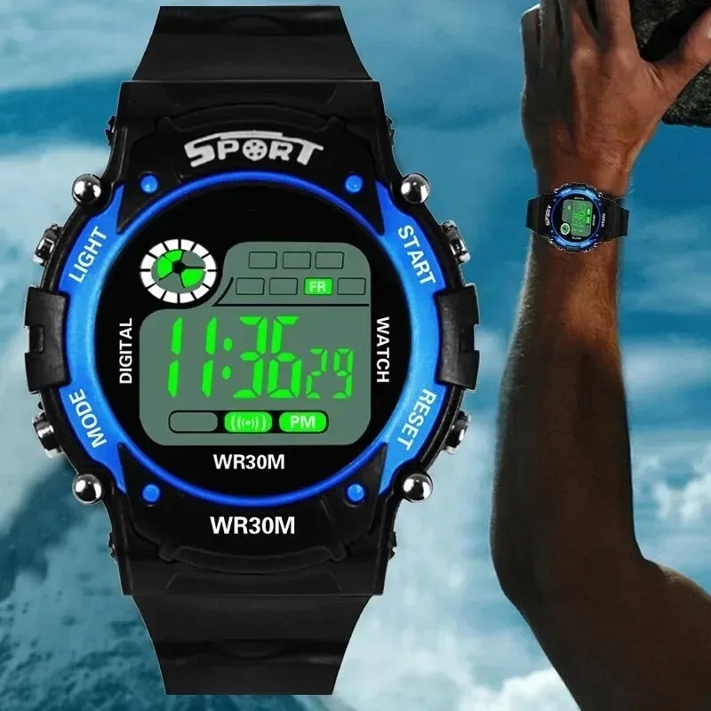 子供用電子時計 男の子用 防水 多機能 ナイトライト ランニ - Running Gear Water のレビューと価格