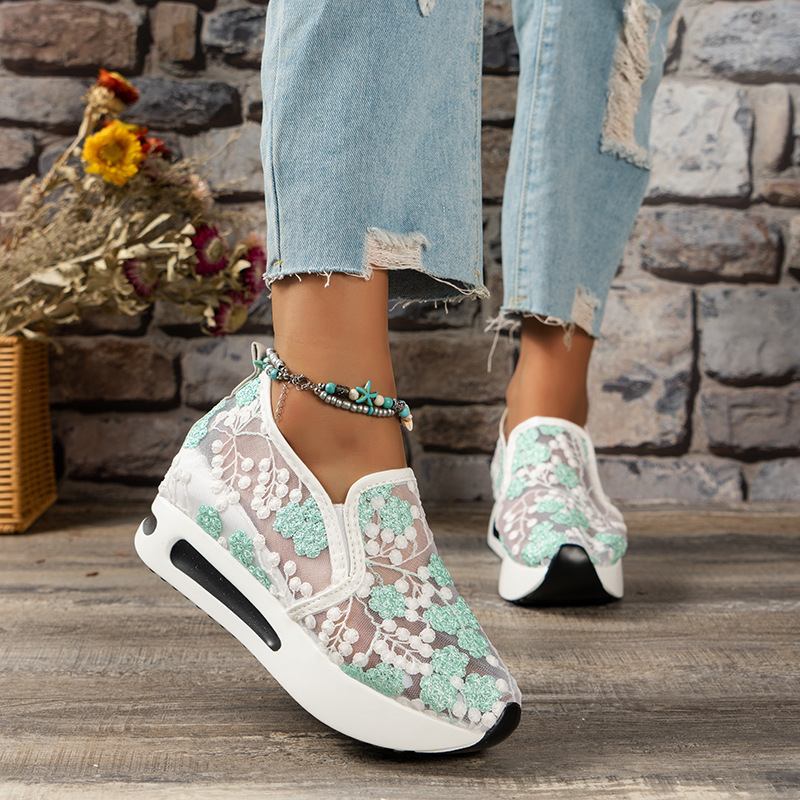 レースフラットプラットフォーム女性スポーツシューズメッシュ通 - Running Gear Ladies のレビューと価格